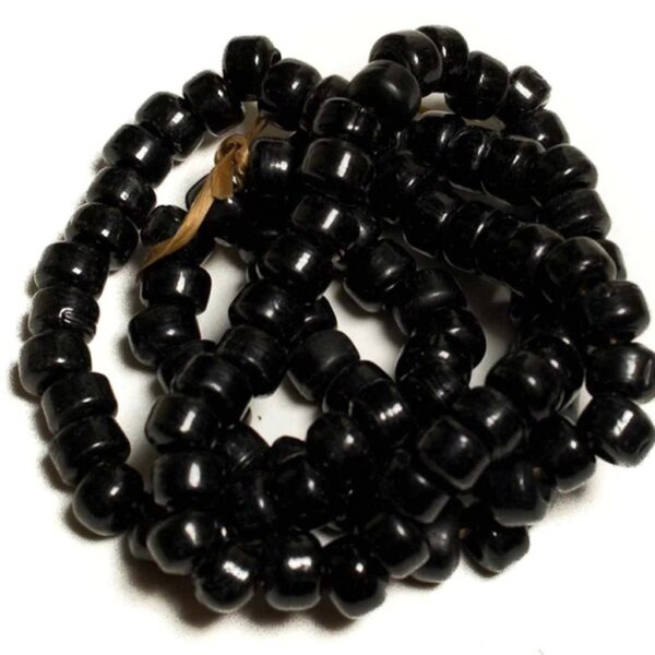 Glass Crow Bead 6x4mm Opaque Black